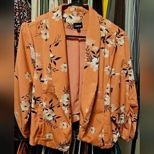 EUC Torrid Orange Floral Blazer Sz 1
